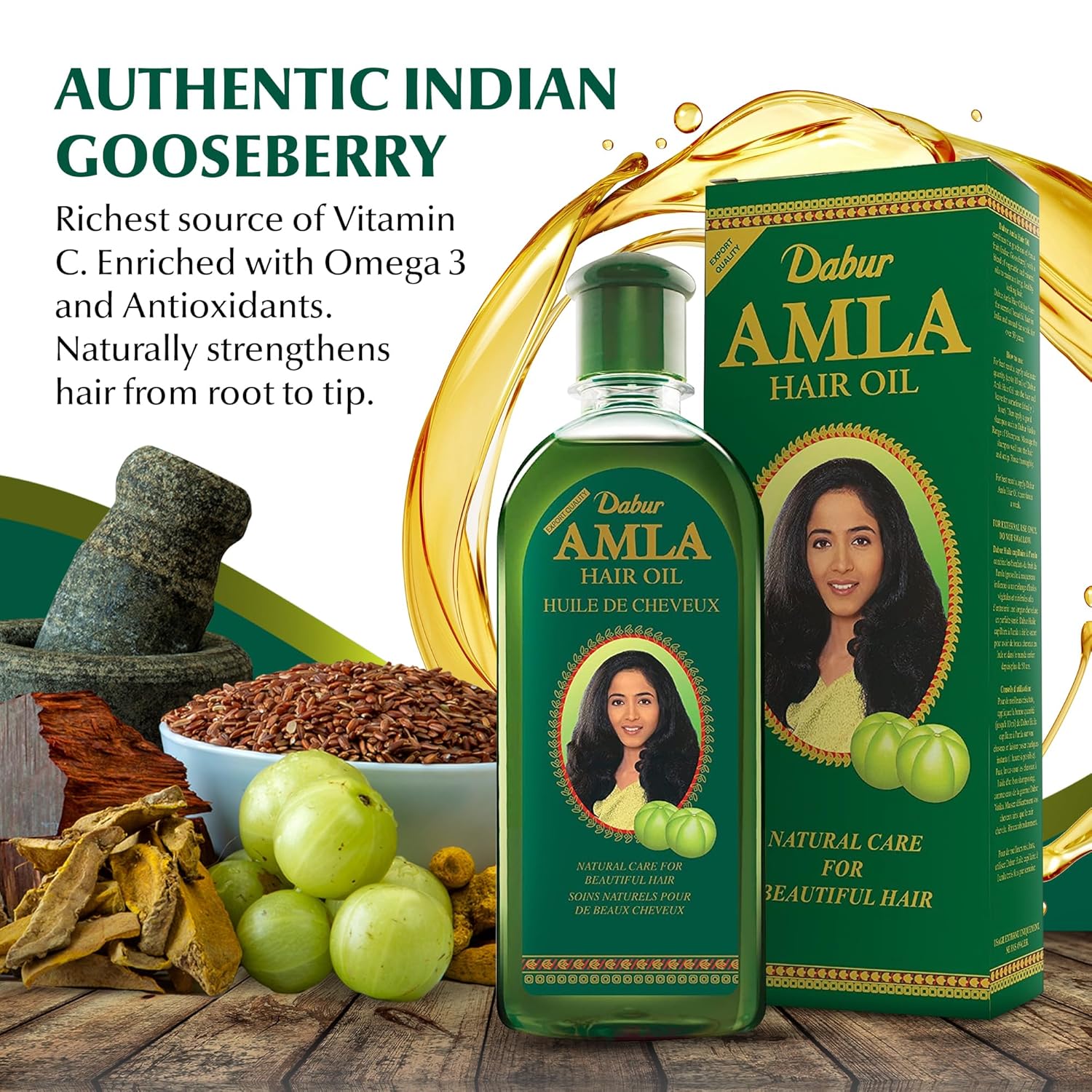 Dabur Amla Hair Oil enriched with authentic Indian gooseberry rich in Vitamin C and antioxidants