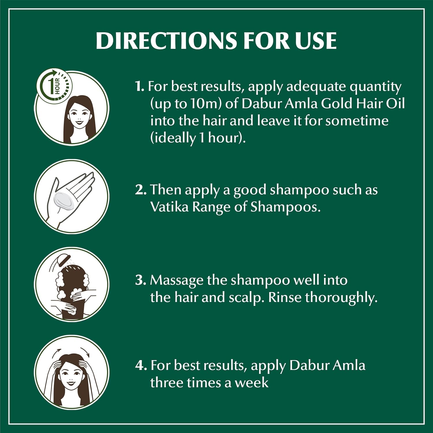 nstructions on how to use Dabur Amla Hair Oil for scalp massage and nourishment