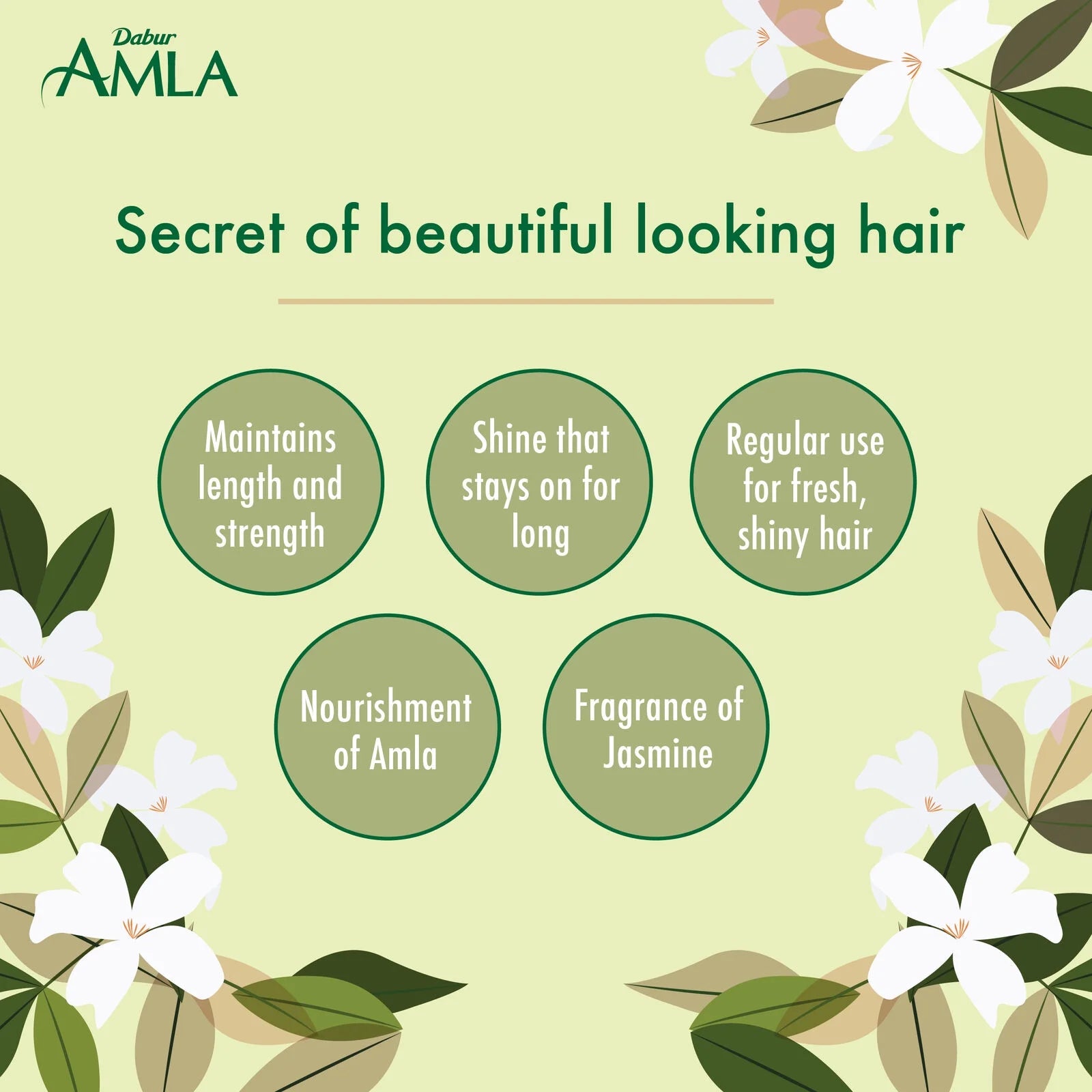 Dabur Amla Jasmine Hair Oil – secret to beautiful hair with Amla nourishment and Jasmine fragrance