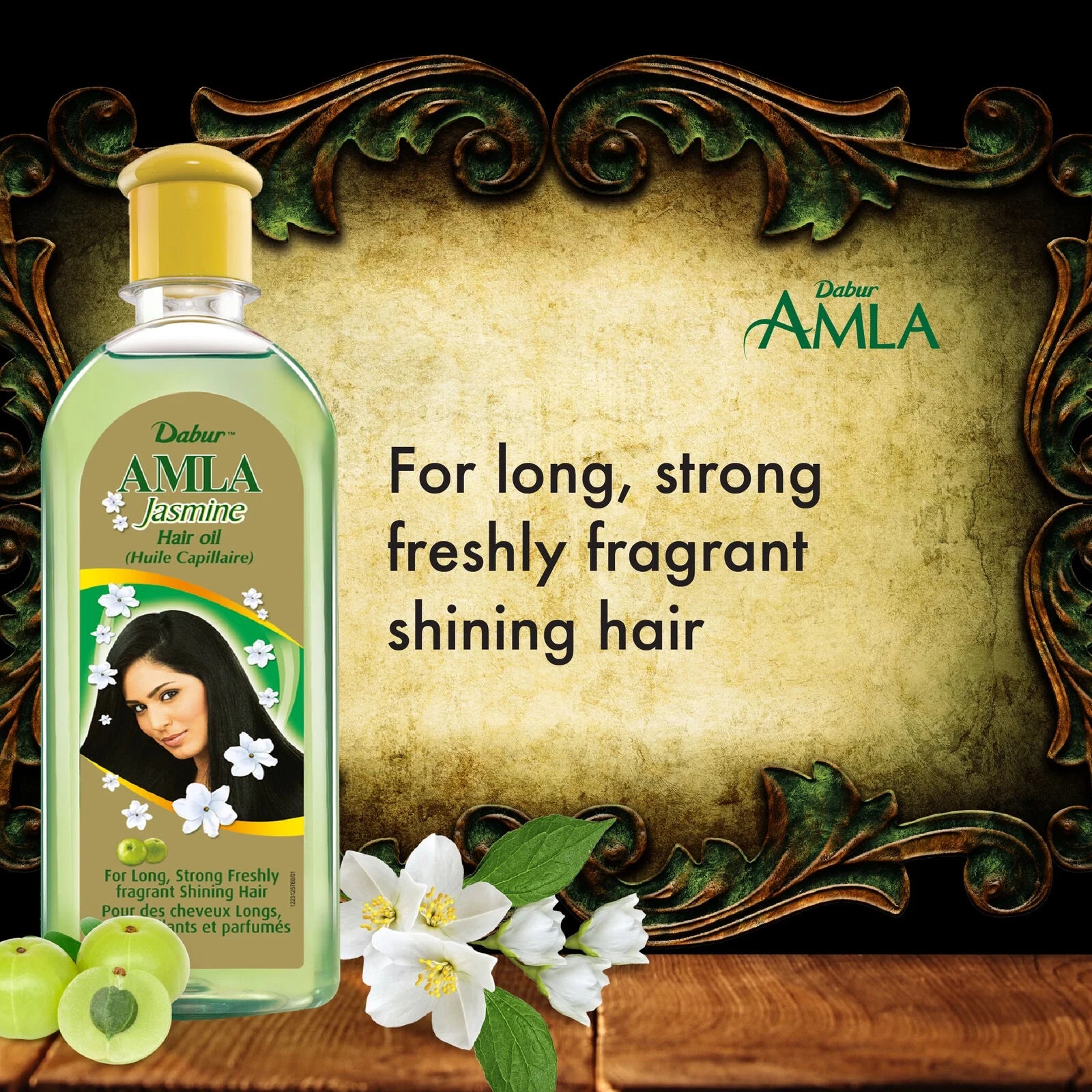 Dabur Amla Jasmine Hair Oil – for long, strong, and freshly fragrant shining hair