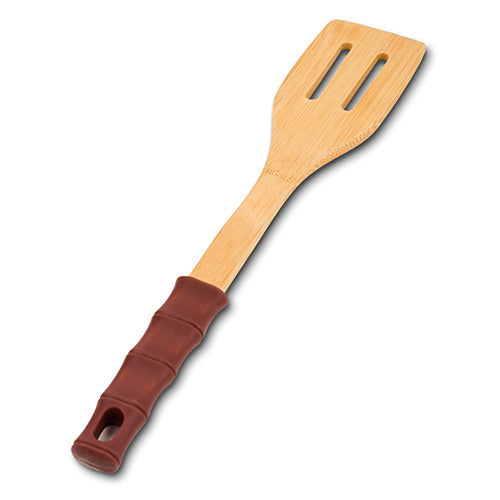 Bamboo slotted serving spatula "Terrestrial" with silicone handle 30.5cm