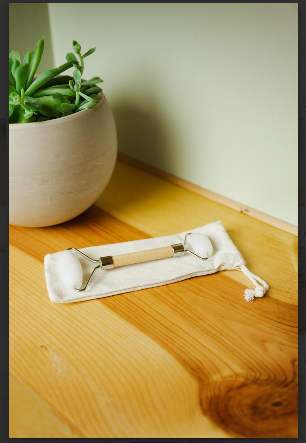 Bamboo Facial Massage Roller | Rose Quartz