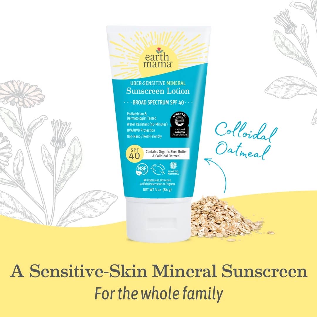 Earth Mama Organics Uber-Sensitive Mineral Sunscreen Lotion - SPF 40