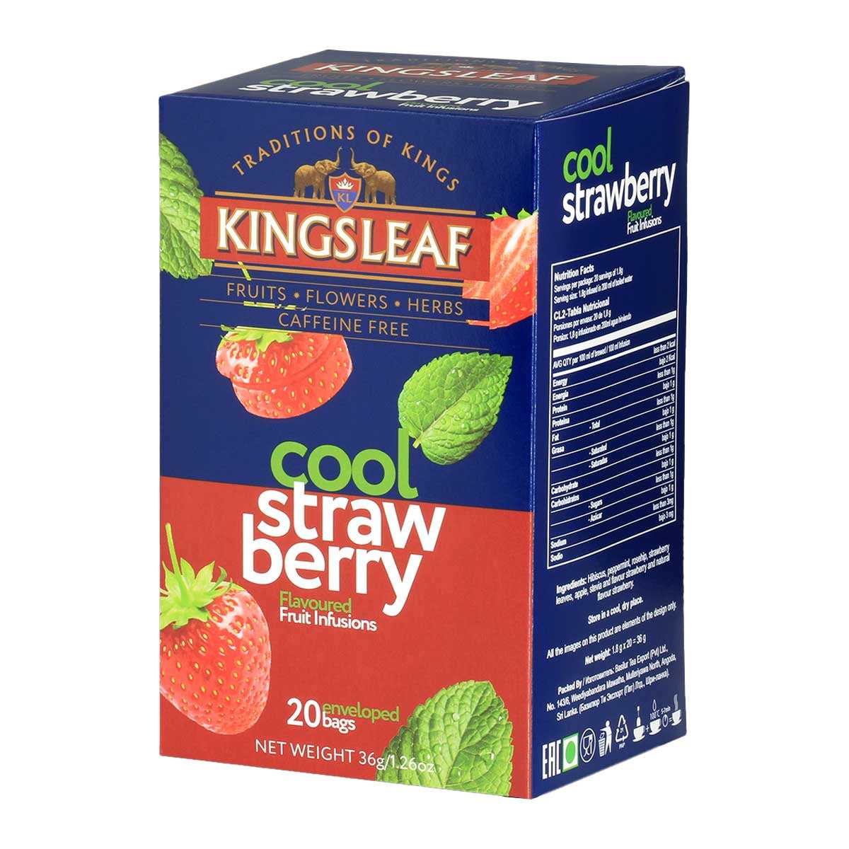 Kingsleaf Cool Strawberry Ceylon Tea (Caffeine Free)