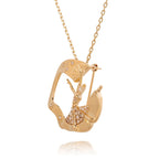 Diamond Cut Chain for Brooch Gold with Pendant Side View - Shen Yun Collections