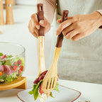 Bamboo slotted serving spoon "Terrestrial" with silicone handle 30.5cm