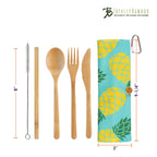 Reusable Bamboo Take-Along Utensil Roll, Pineapple