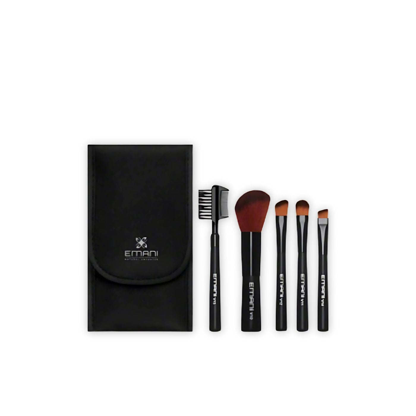 emani travel makeup brush set with compact protective case