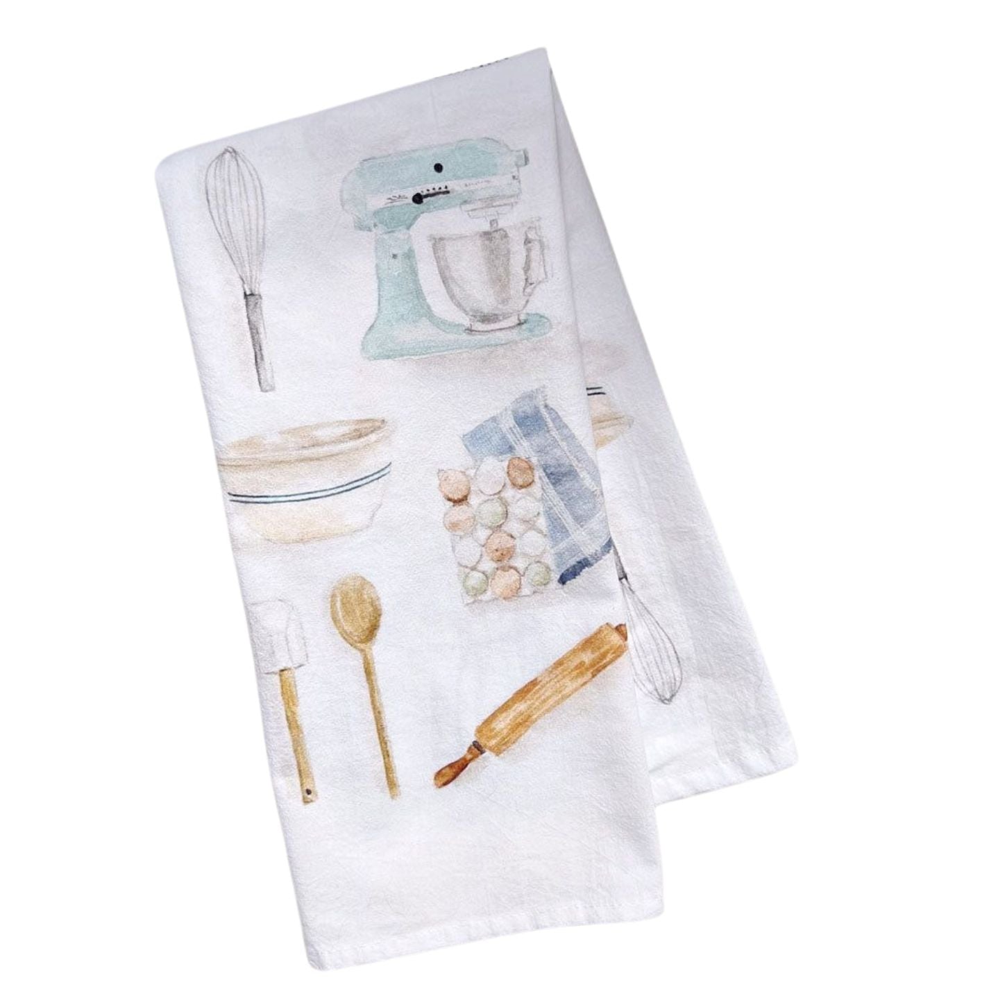 Emily Lex Baking Cotton Tea Towel with watercolor illustrations