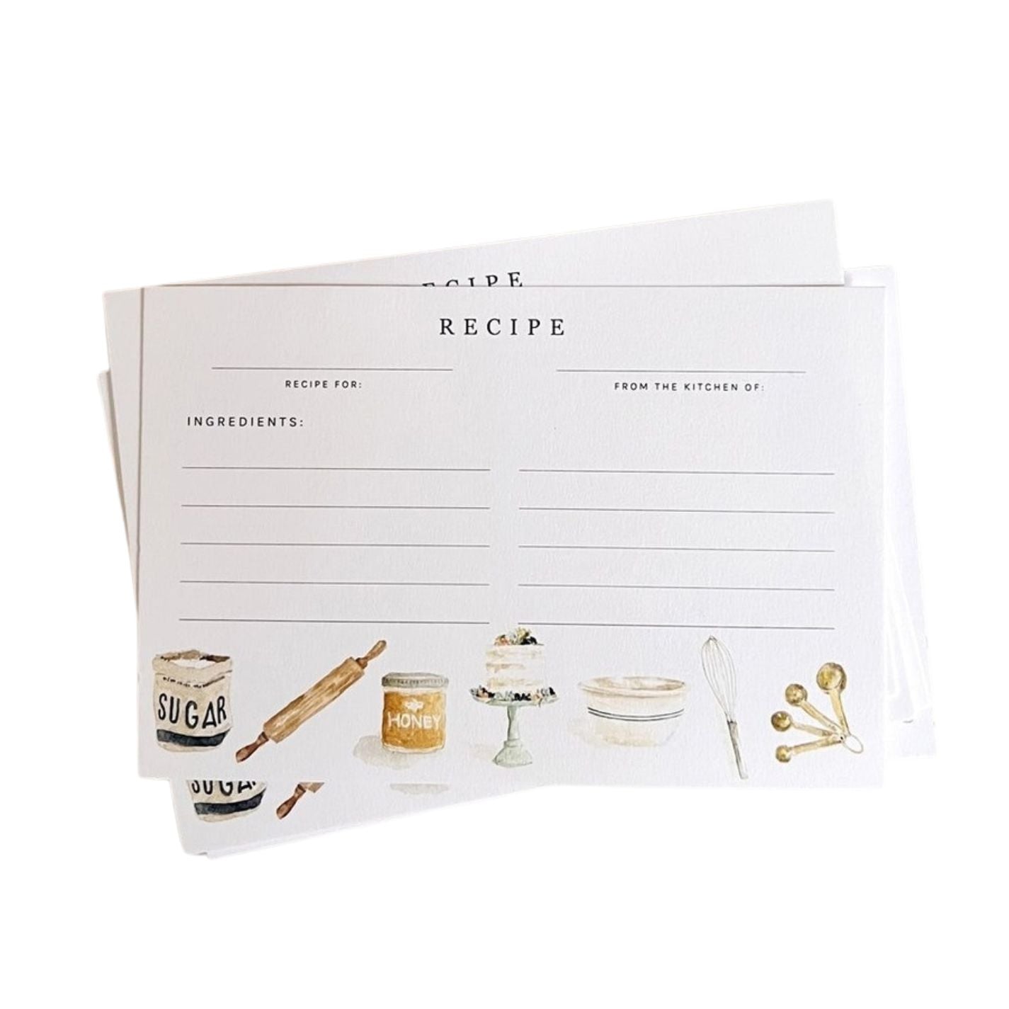 Emily Lex Baking Recipe Cards with watercolor illustrations