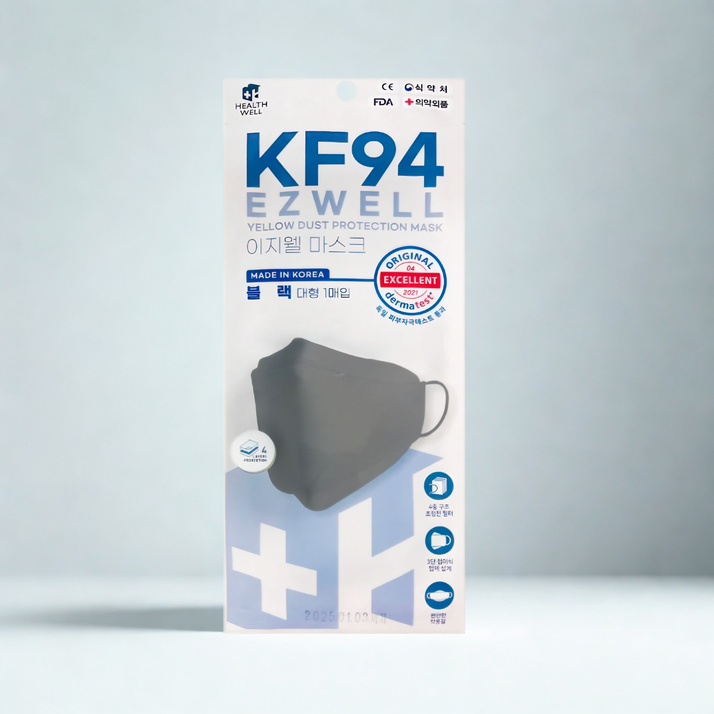 Black Korean-style KF94 face mask