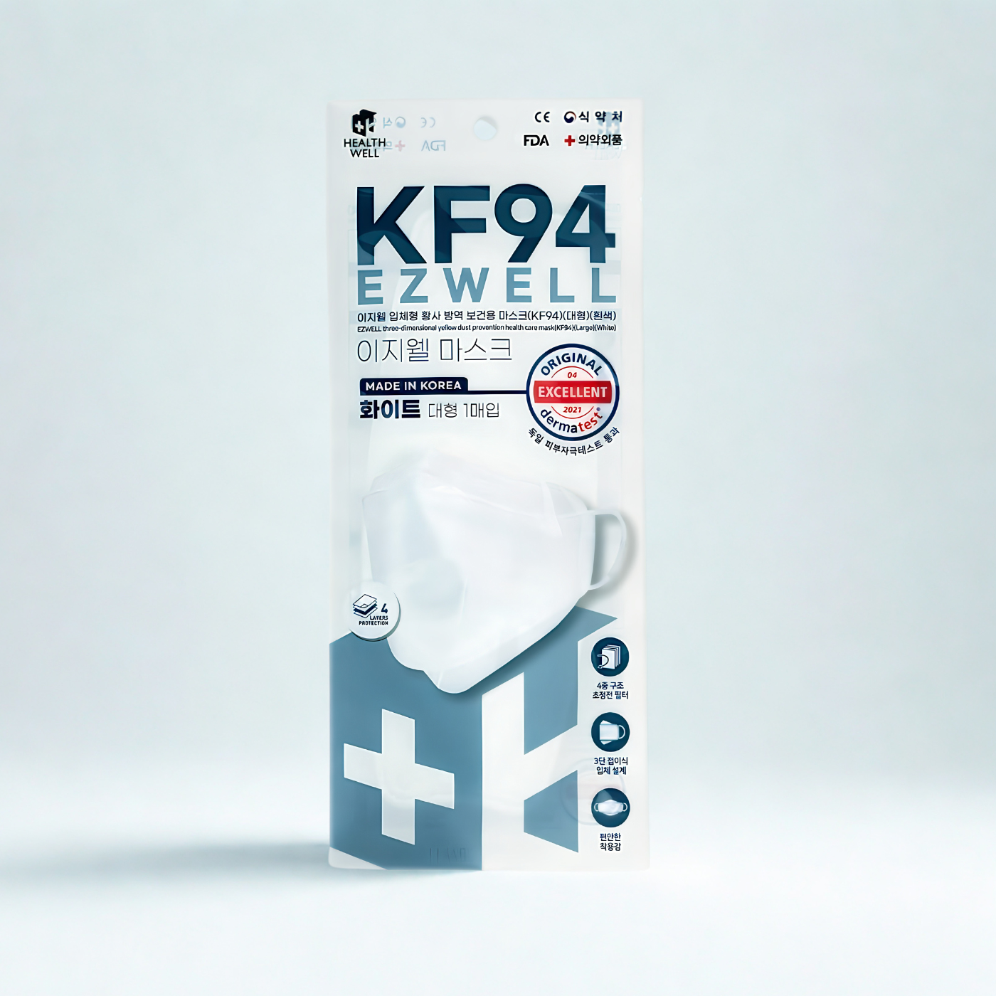 white Korean-style KF94 face mask