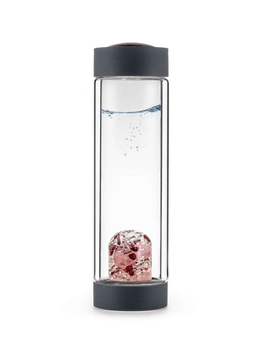 Vitajuwel Via Heat Love | Double-Walled Tea Bottle With Rose
Quartz, Garnet & Clear Quartz