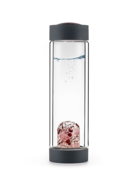 Vitajuwel Via Heat Love | Double-Walled Tea Bottle With Rose
Quartz, Garnet & Clear Quartz