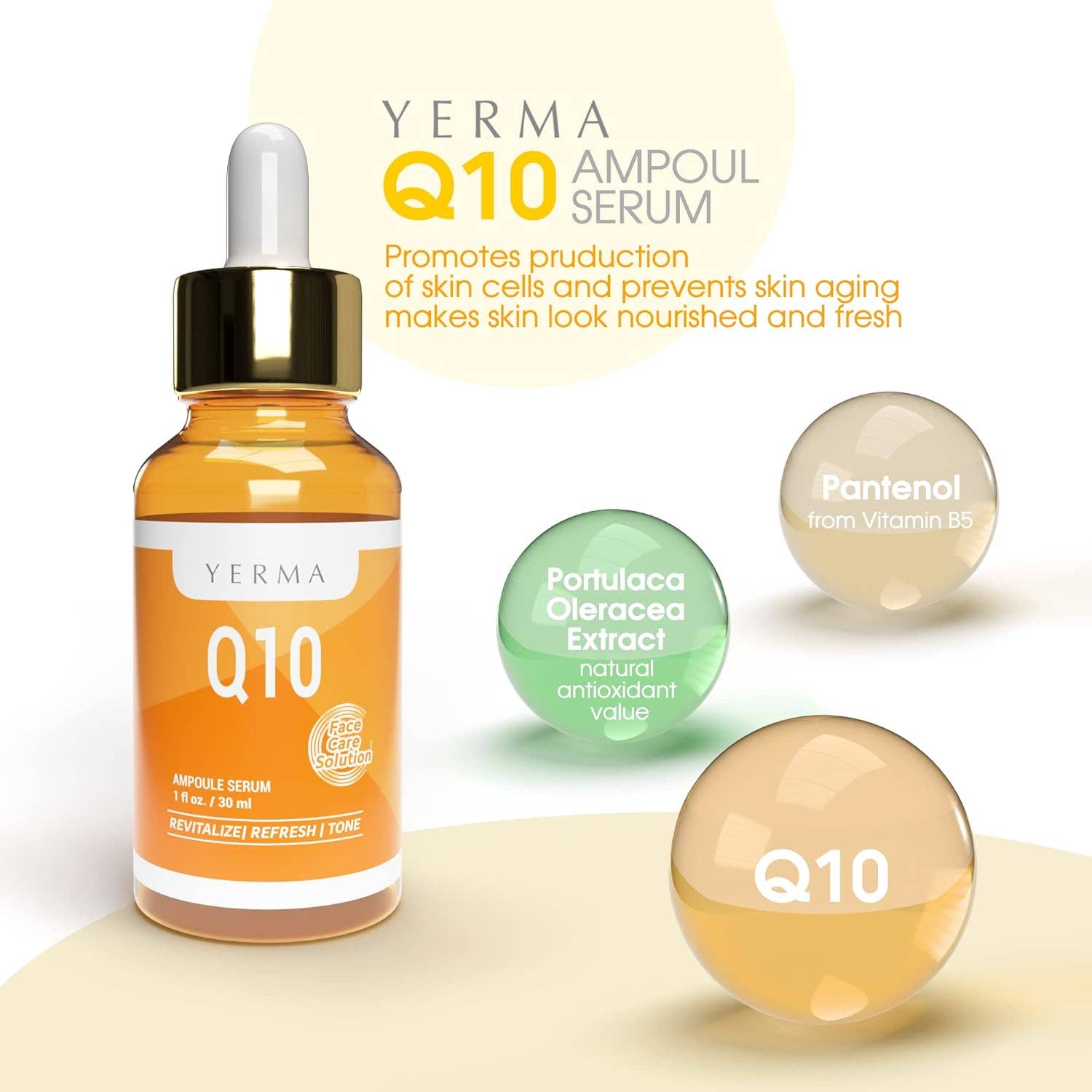 YERMA Q10 Revitalizing Ampoule – Peony-Infused Anti-Aging Serum