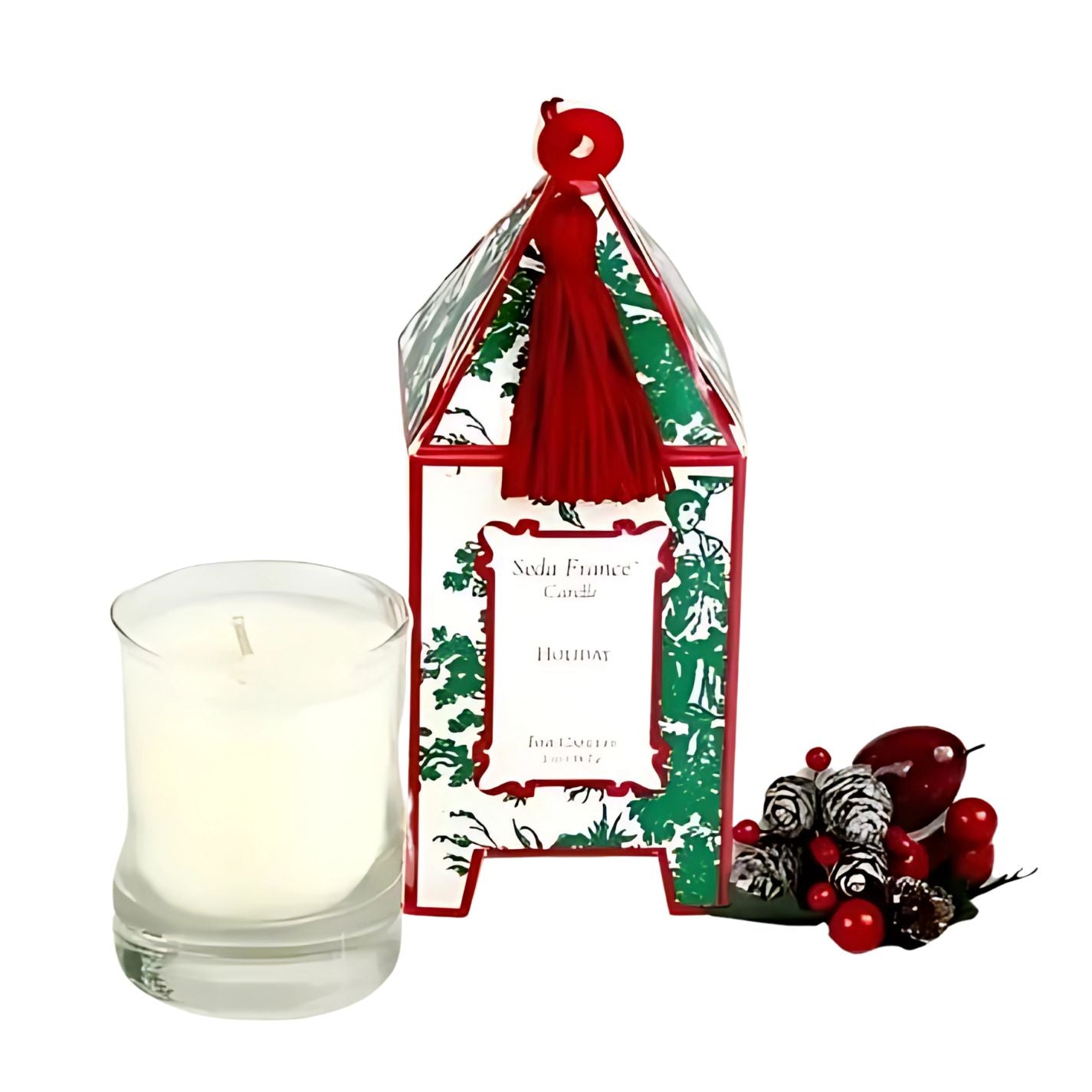 Holiday Classic Toile Mini Pagoda Box Candle