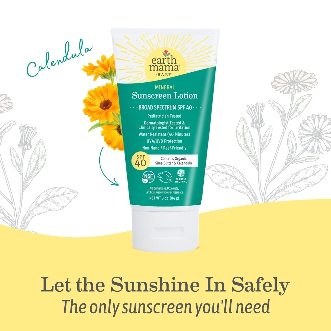 Earth Mama Organics Baby Mineral Sunscreen Lotion - SPF 40