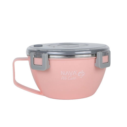 Round stainless steel insulated lunch box "We Care", pink 850ml