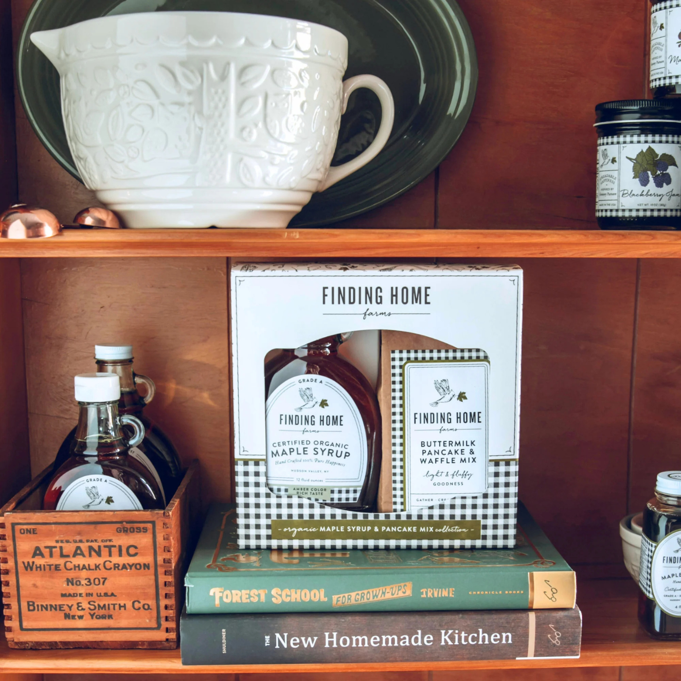 Finding Home Farms breakfast gift set with maple syrup and pancake mix
