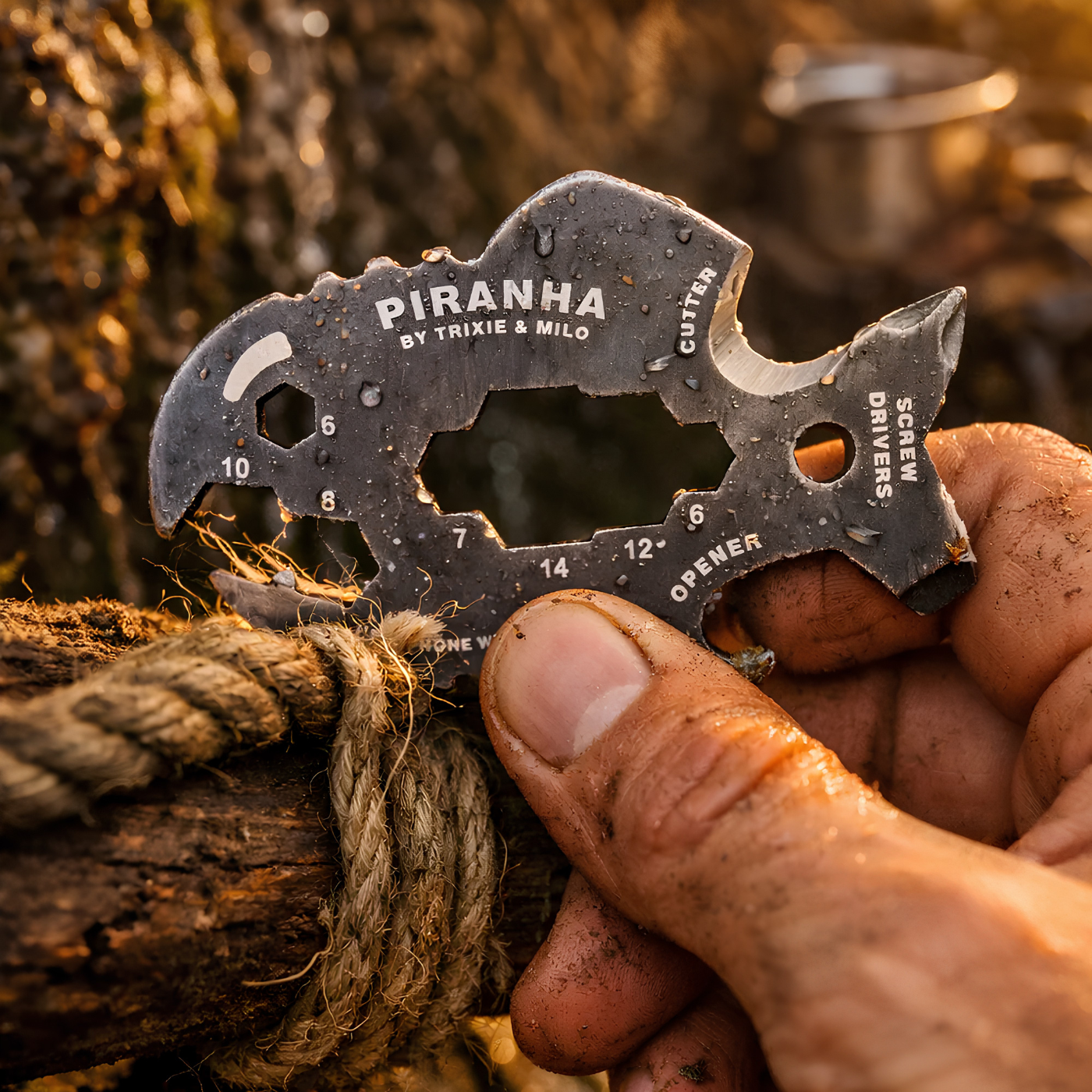 Wallet-sized stainless steel fishing multi-tool