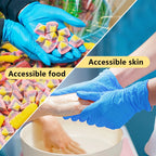 Blue nitrile gloves safe for food handling and sensitive skin use