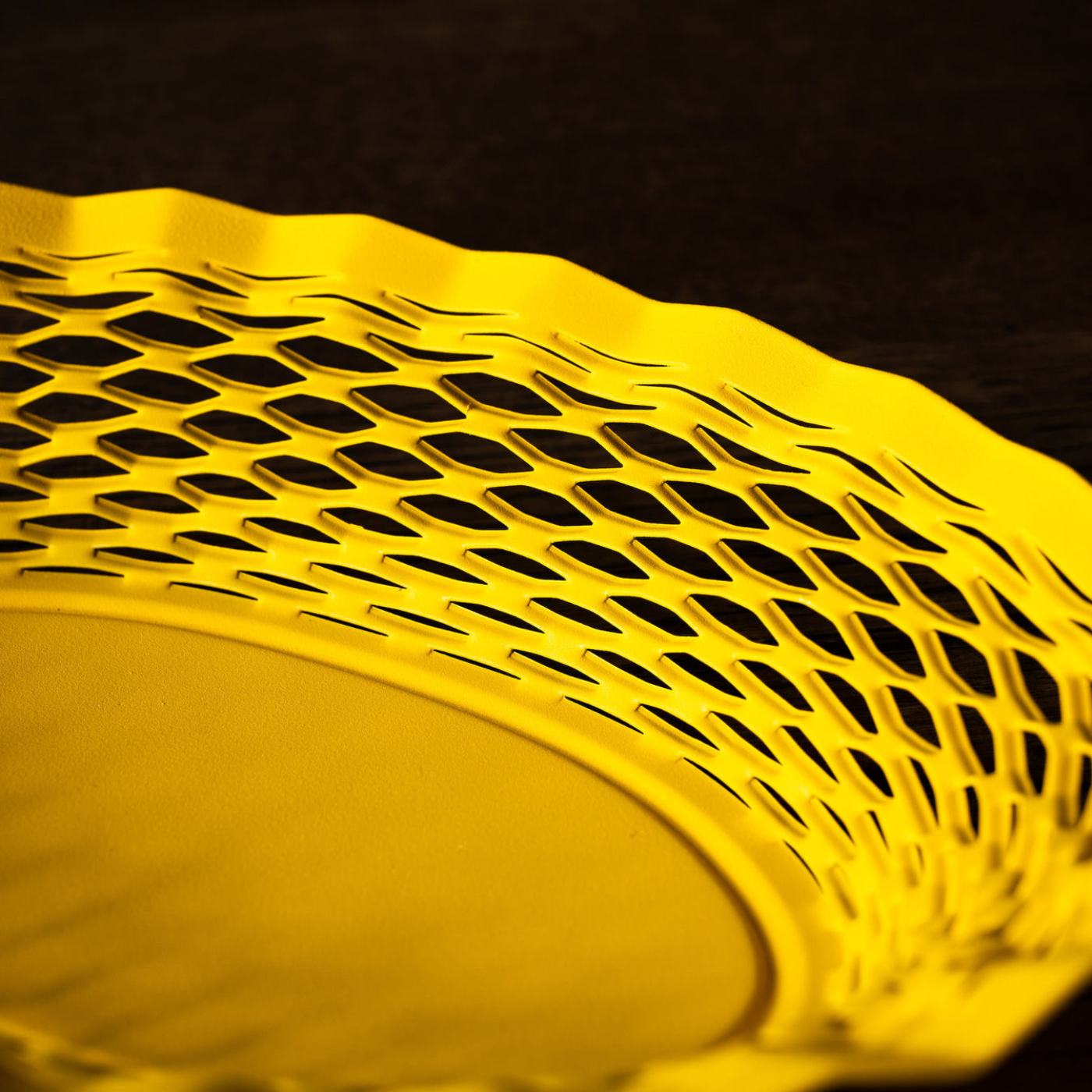 roger orfevre stainless steel oval bread basket pollen yellow