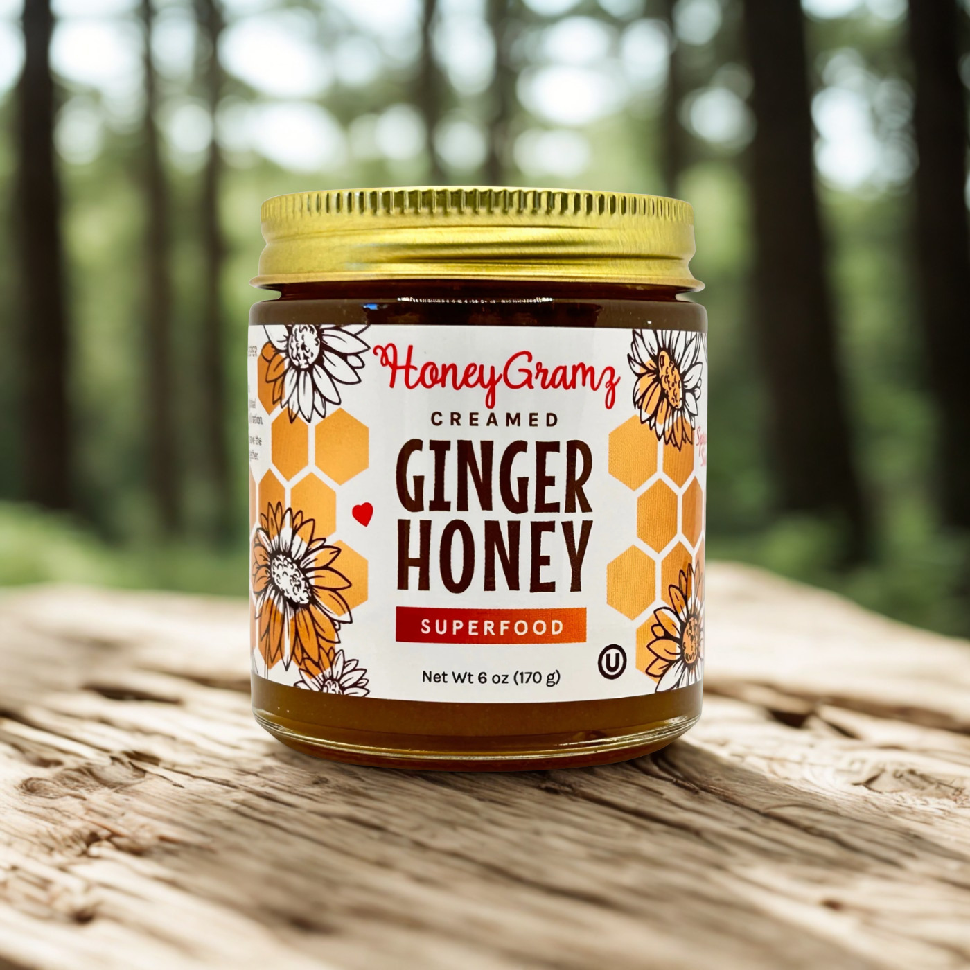Organic Ginger Honey – 100% Raw NY Creamed Honey, 6 oz