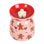 Top view of festive gingerbread wax melt burner with dish