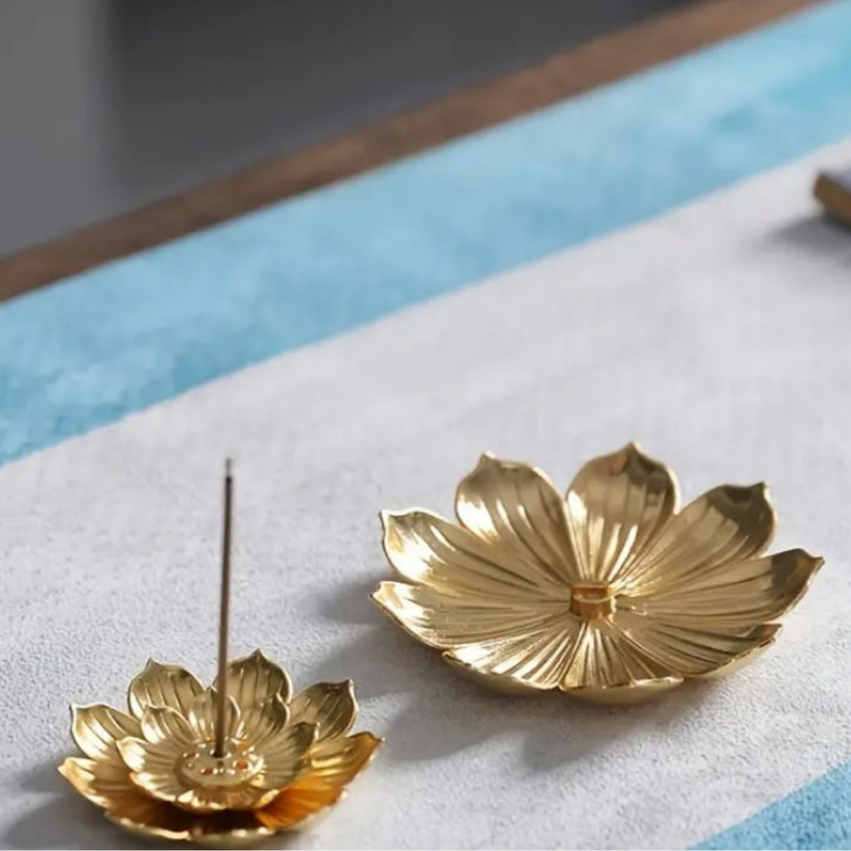 Golden Lotus incense holder for home meditation and relaxation