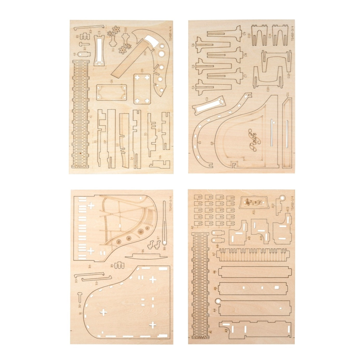Hands Craft laser-cut wooden miniature piano model