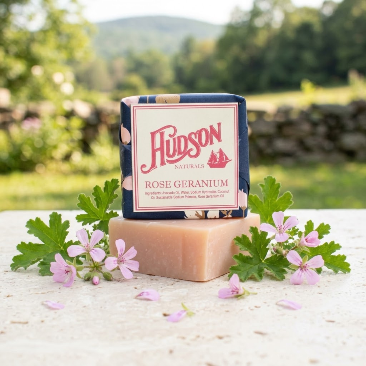 Hudson Naturals Rose Geranium natural soap bar