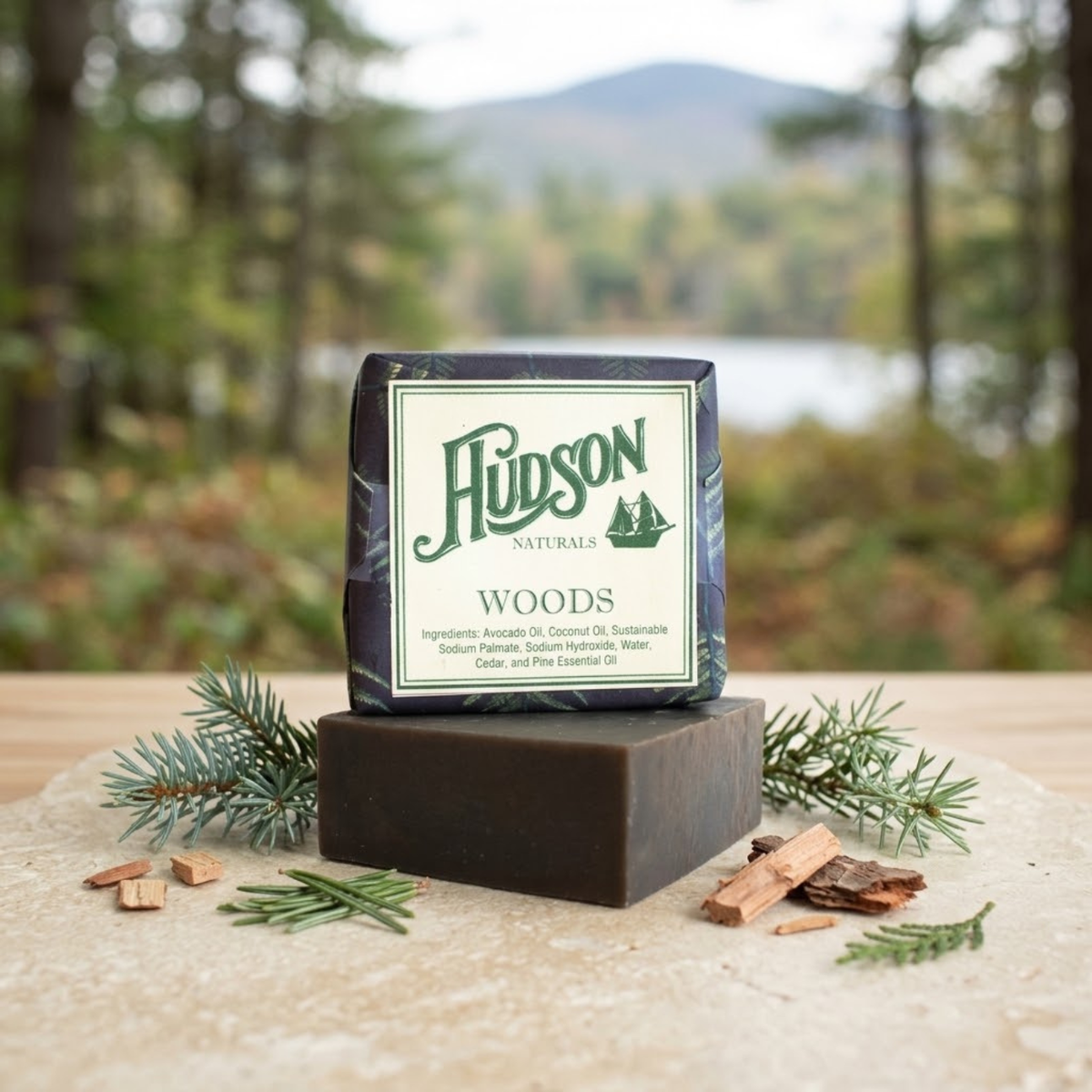 Hudson Naturals Woods natural handmade soap bar