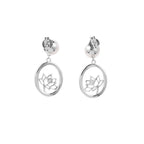 Lotus Fairies Drop Earrings Silver Back View - Shen Yun Collections