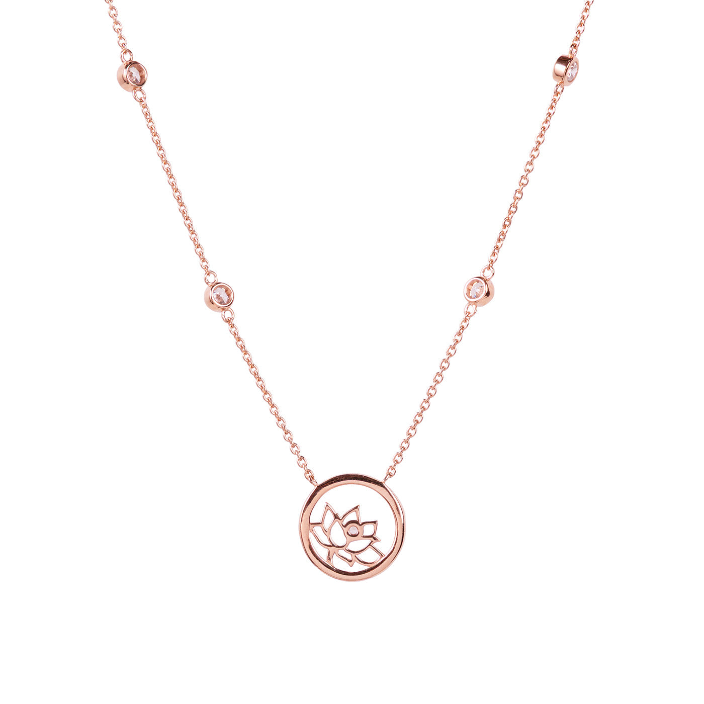 Lotus Fairies Necklace 17" Rose Gold Back View - Shen Yun Collections