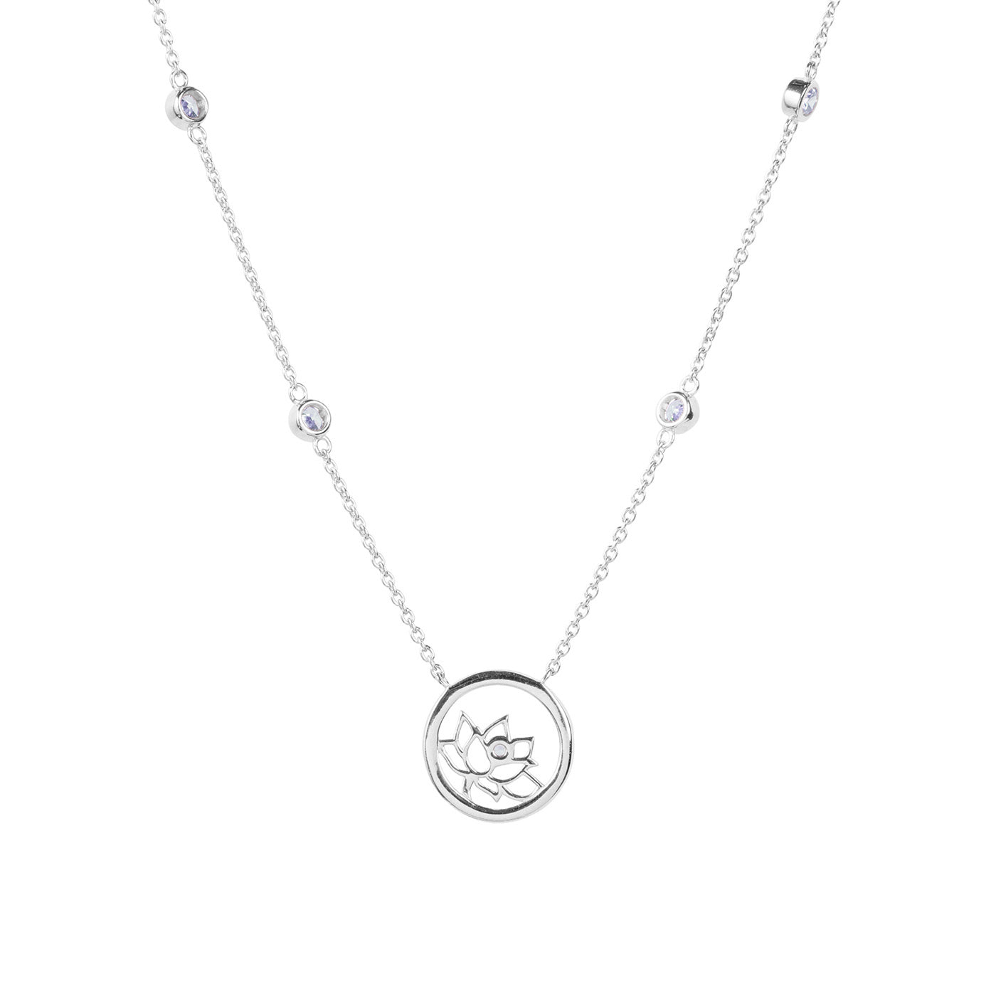 Lotus Fairies Necklace 17" Silver Back View - Shen Yun Collections