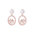 Lotus Fairies Drop Earrings Rose Gold Front View - Shen Yun Collections