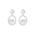 Lotus Fairies Drop Earrings Silver Front View - Shen Yun Collections