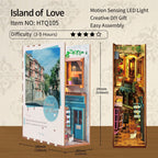 Santorini-inspired miniature book nook with warm LED light