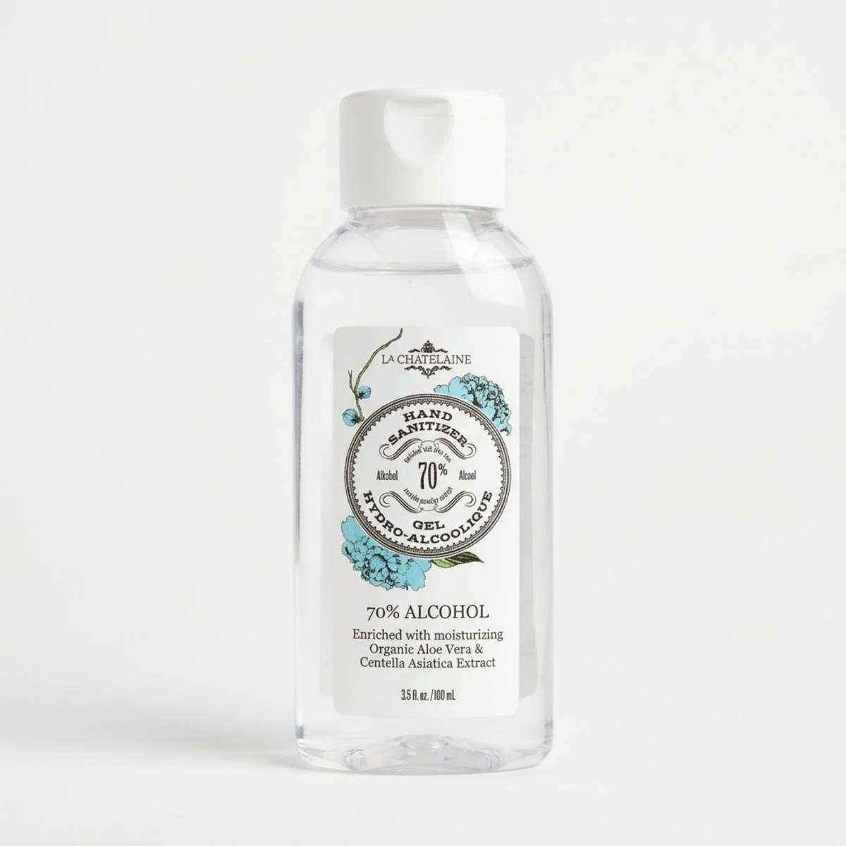 La Chatelaine Hand Sanitizer 70% Alcohol with organic aloe vera and Centella asiatica extract, 100 mL