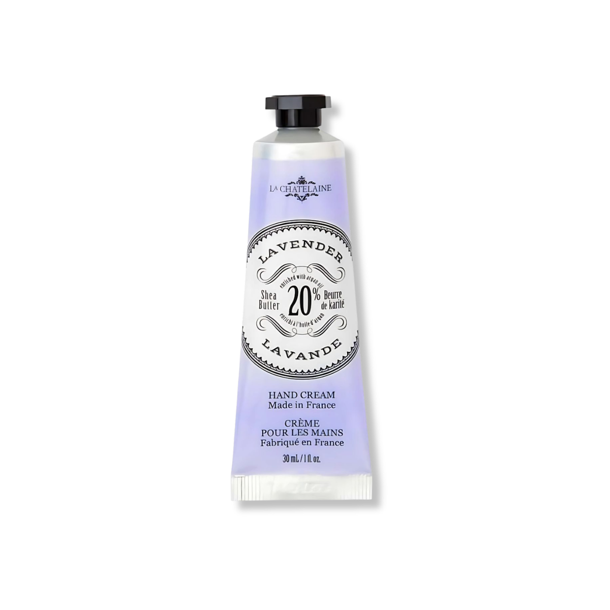 La Chatelaine Lavender Hand Cream with 20% shea butter, organic argan oil, and vitamin E