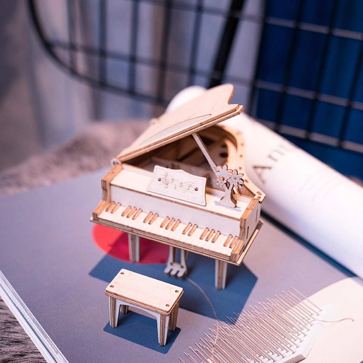 DIY 3D wooden piano puzzle with 74 pieces