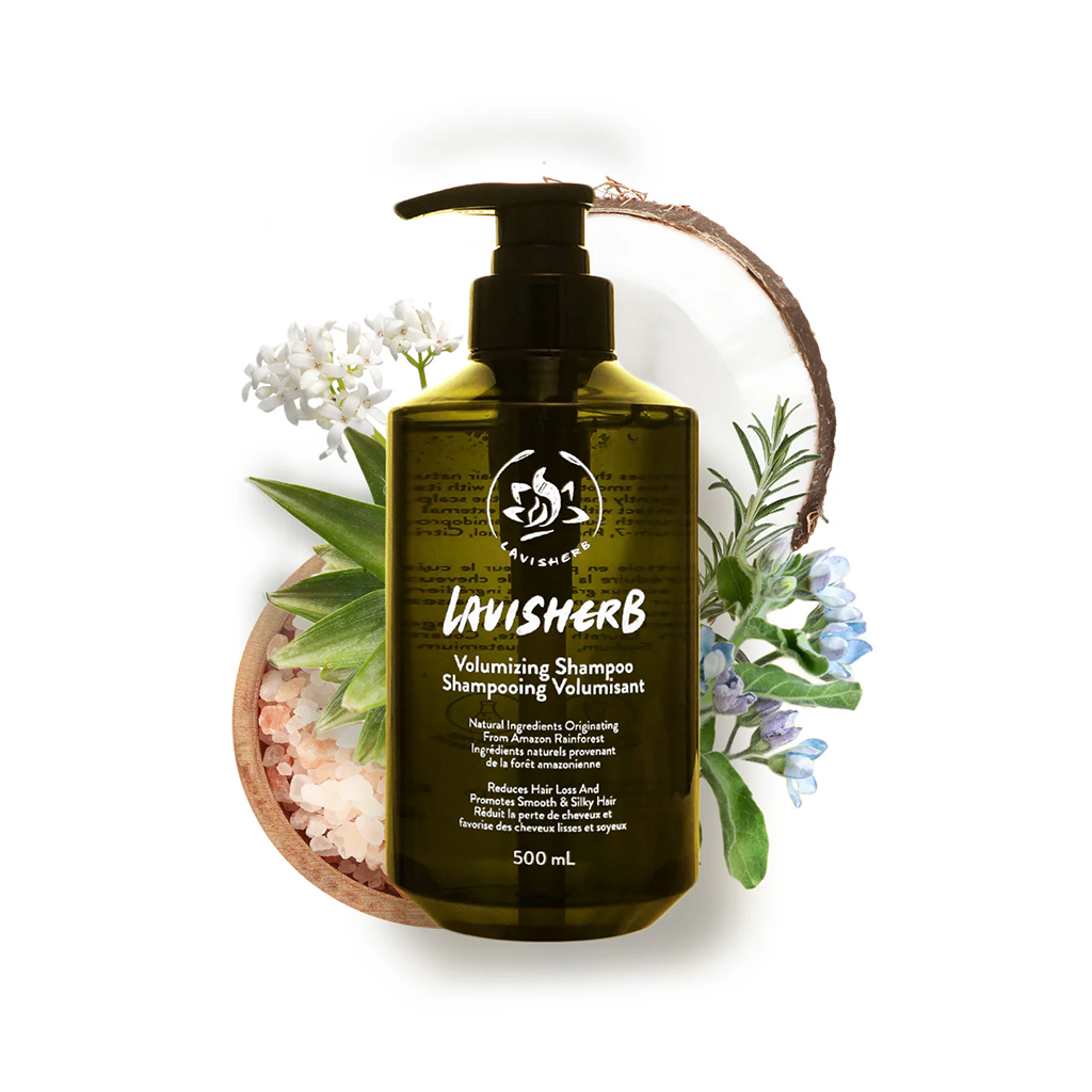 Close-up texture of herbal thickening shampoo