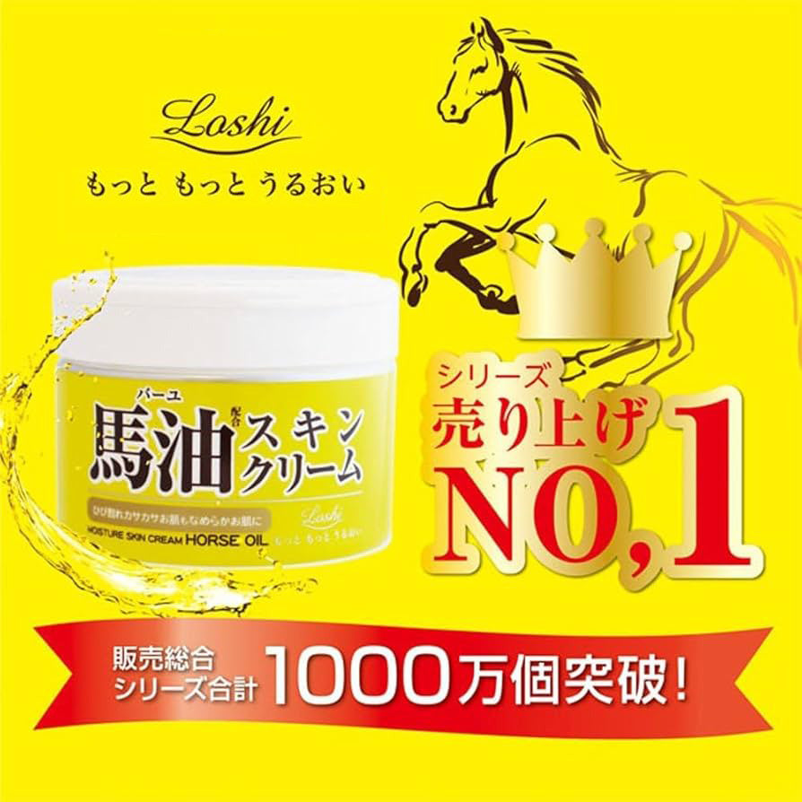 Loshi Horse Oil Skin Cream  – Japan’s No.1 moisturizing cream for deep hydration and smooth skin, featuring horse oil formula with 10 million units sold