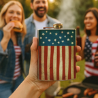 Vintage American flag hip flask by Lucky Jack