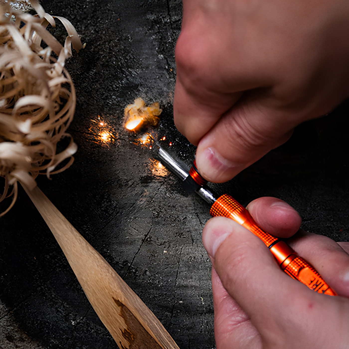 All-weather ferro rod fire starter for camping