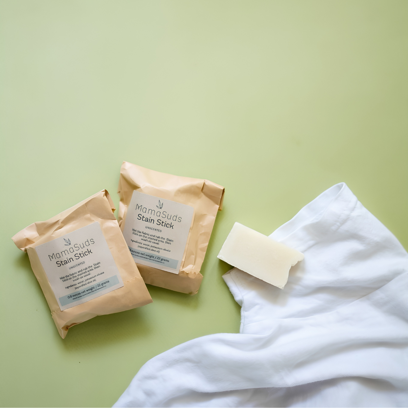 Natural solid laundry stain remover made with olive oil soap