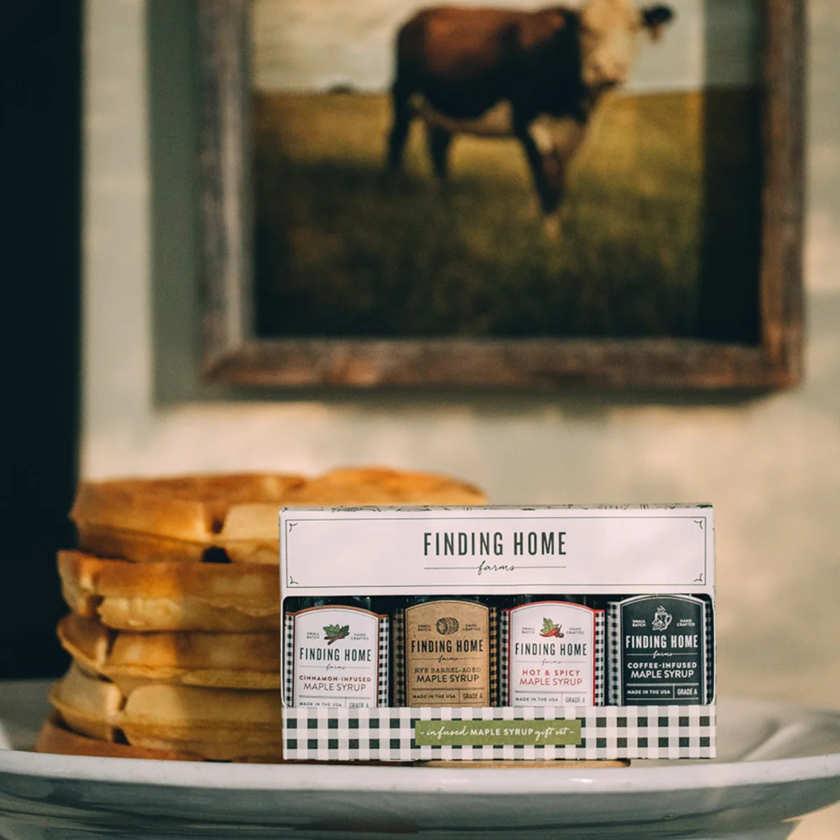 Four-flavor maple syrup gift set from Finding Home Farms