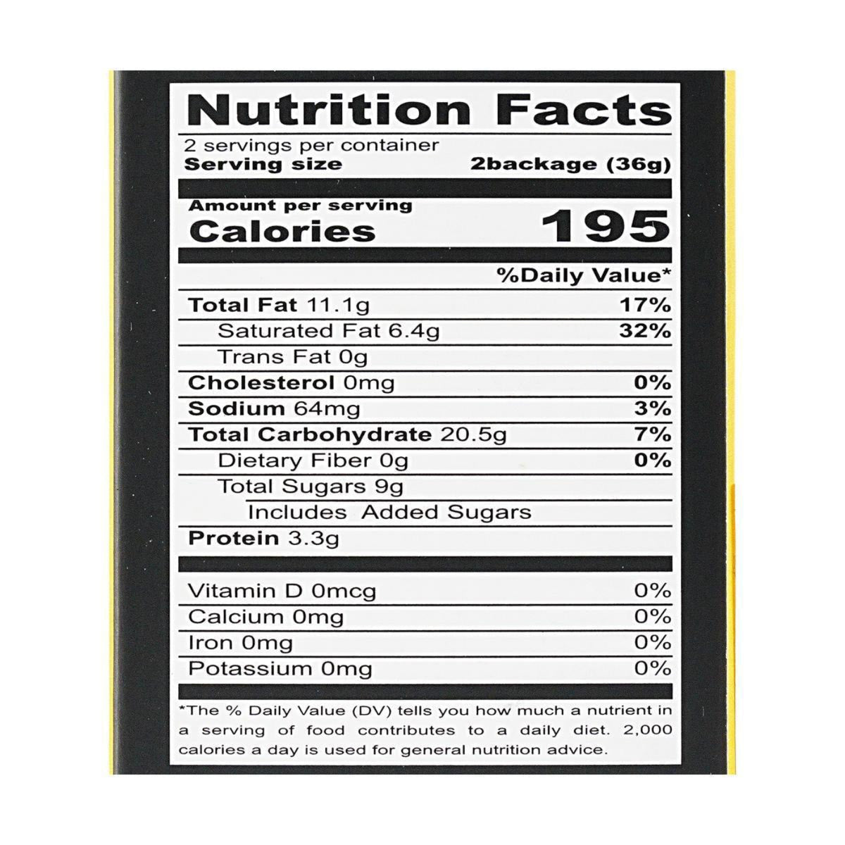 MINCHER Egg Roll Biscuits Salted Egg Yolk Flavor 72g nutririon facts