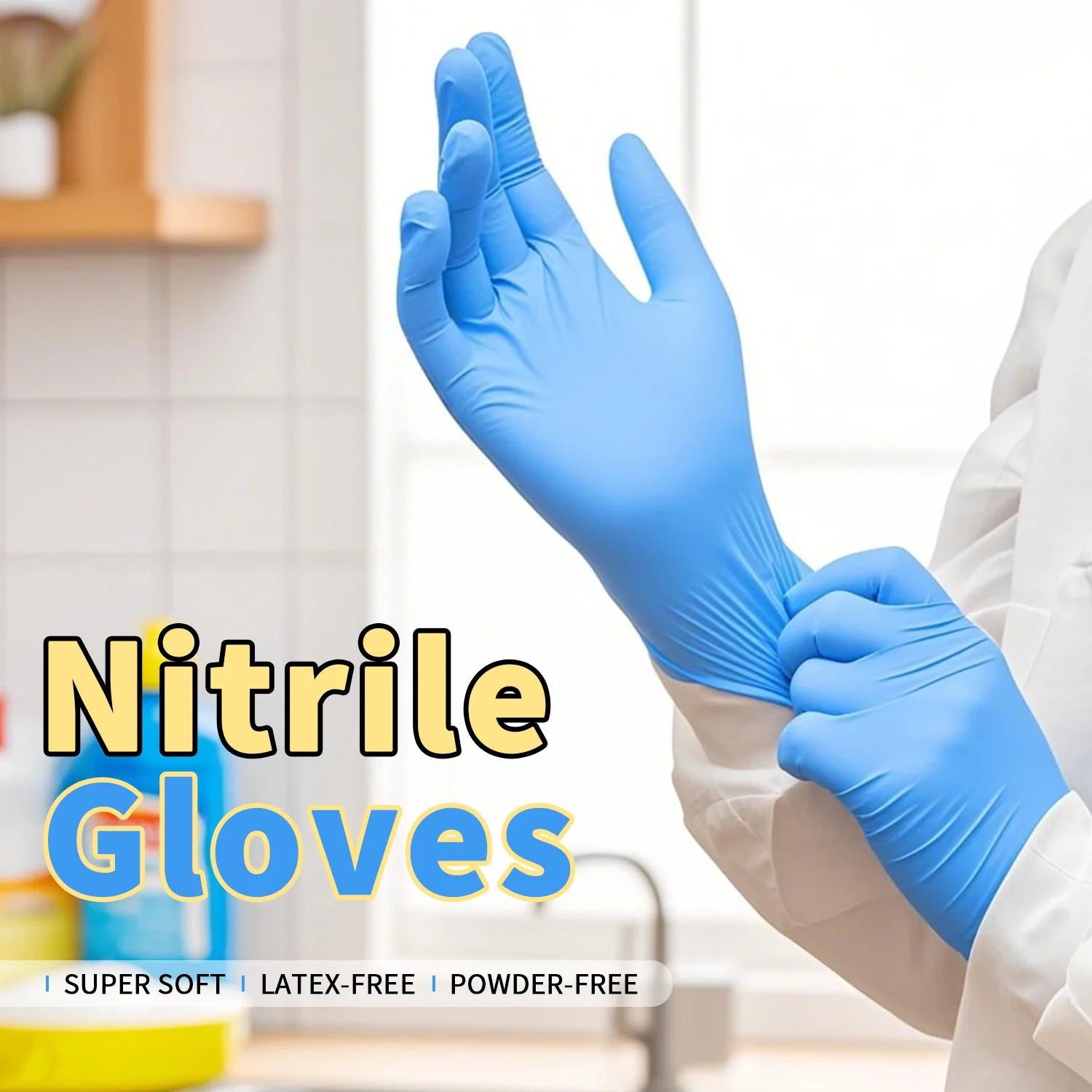 Latex-free and powder-free blue nitrile gloves for hygienic single-use protection