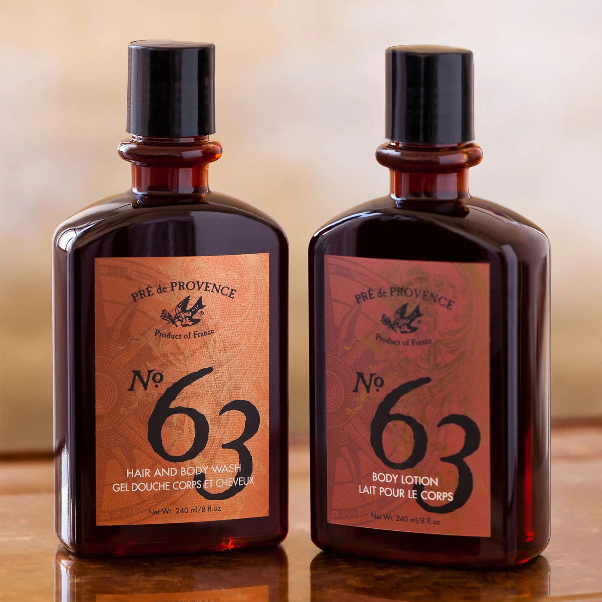 French 2-in-1 hair and body wash with No. 63 fragrance